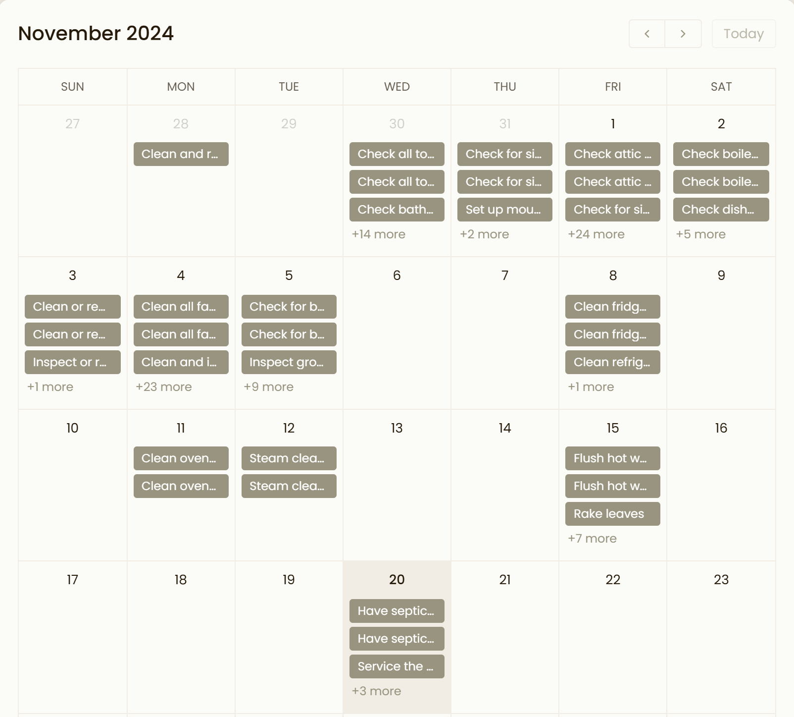 calendar view